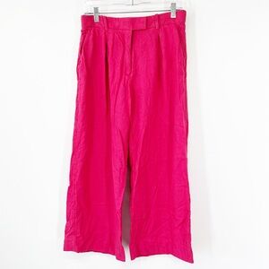Abercrombie & Fitch Hot Pink High Rise Linen Blend Pleated Pants SHORT